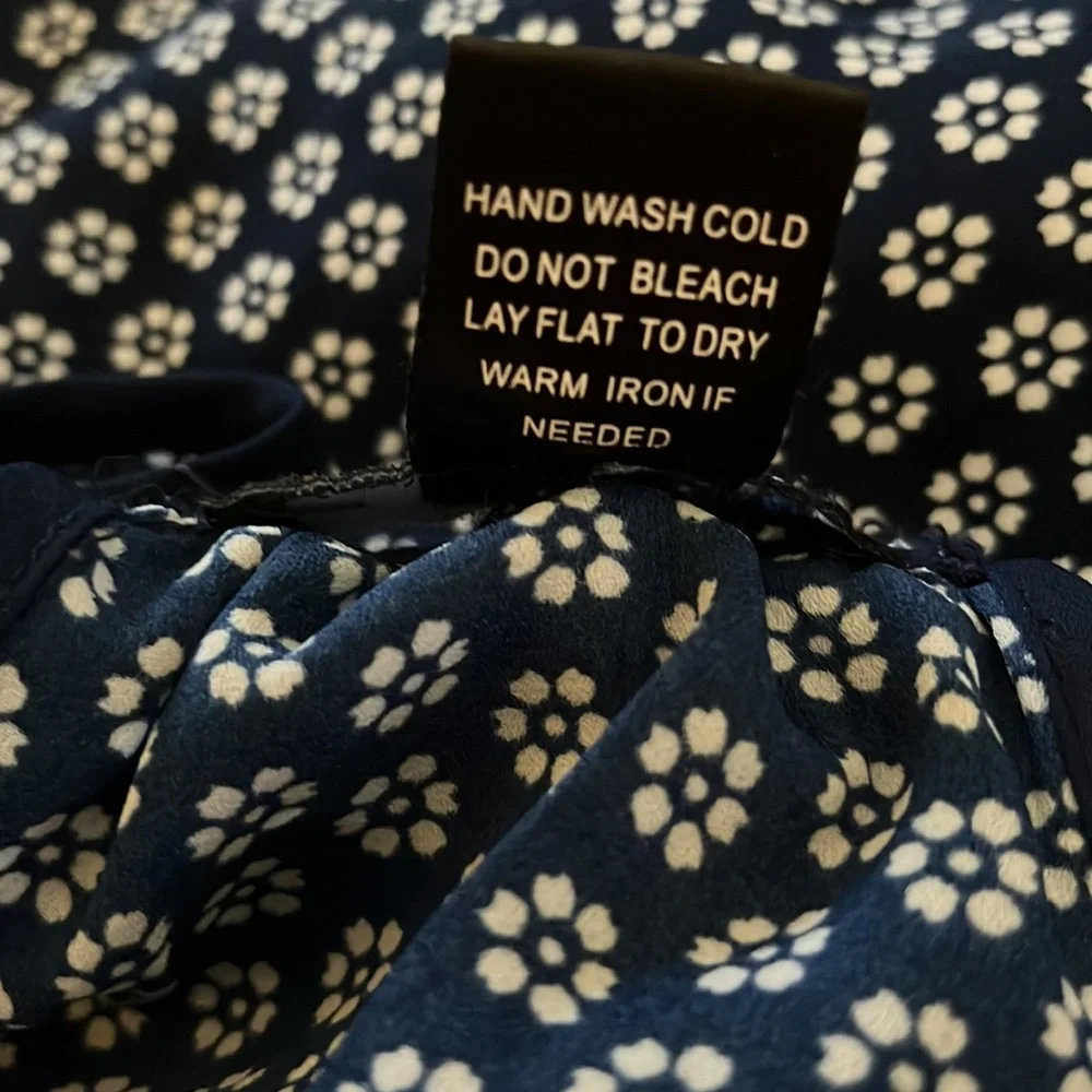 Dark Blue Floral Top with Bow on back - Picture 5 of 5